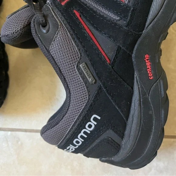 Salomon Men's Black and Red Hiking Shoes - Picture 2 of 5